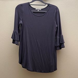Moa Moa ruffle sleeve blouse dark gray